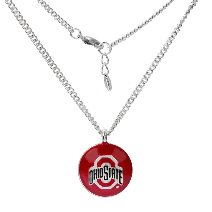 Collier logo cercle Ohio State Buckeyes argent/rouge