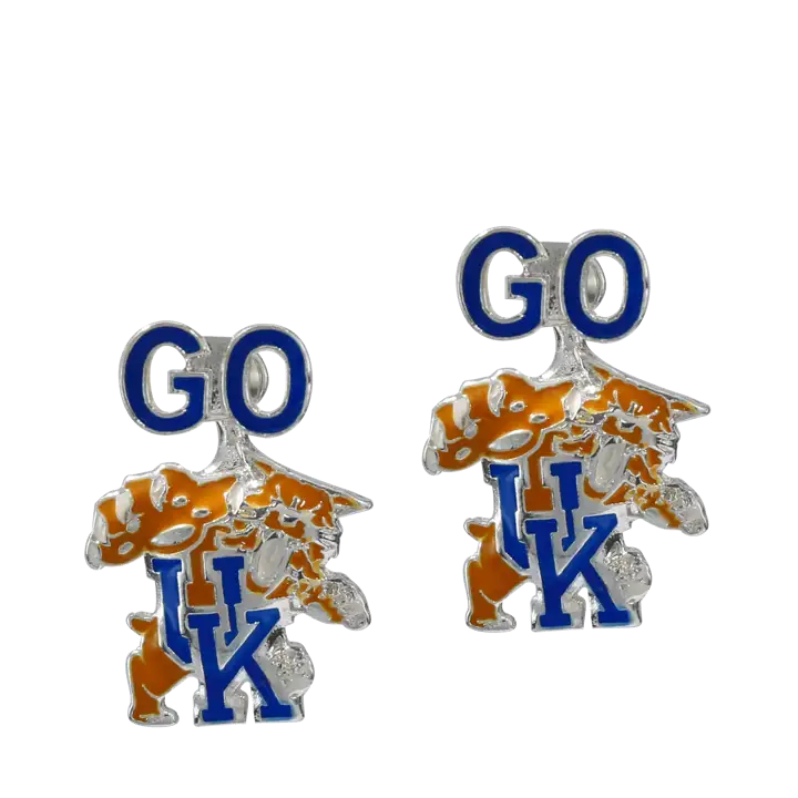 Boucles d'oreilles mascotte Kentucky Wildcats arg/bleu