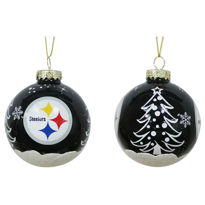 "Boule de Noël à paillettes de 3 po des Steelers de Pittsburgh ass."