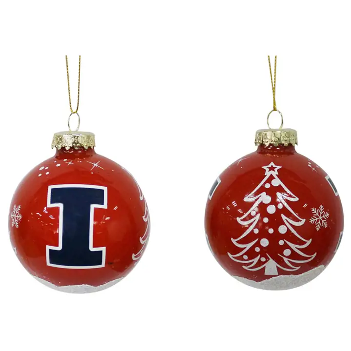 Boule de Noël à paillettes Illinois Fighting Illini de 7,6 cm