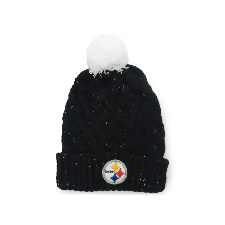 PITTSBURGH STEELERS NFL Femme Fiona Pom Bonnet Tricot Noir