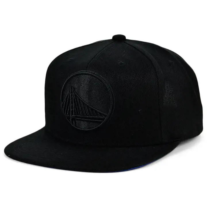 Golden State Warriors NBA CASQUETTE NOIRE À VISIÈRE PLATE NOIRE/NOIRE/R