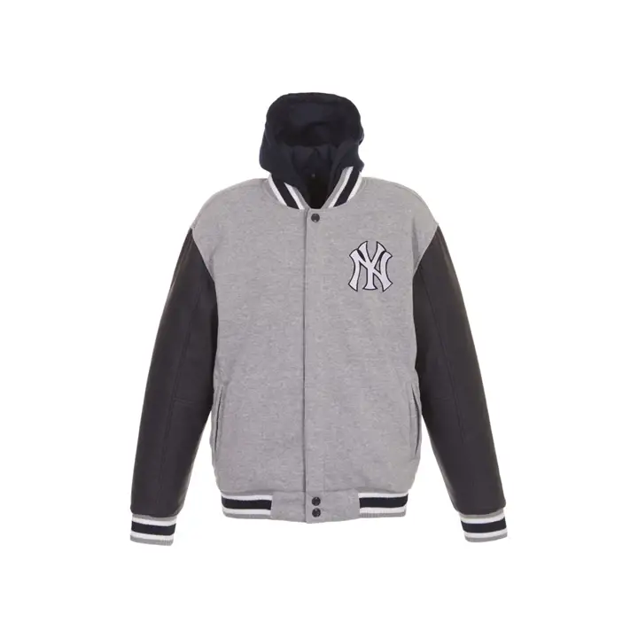 New York Yankees MLB Veste polaire double ton avec capuche gris/marine