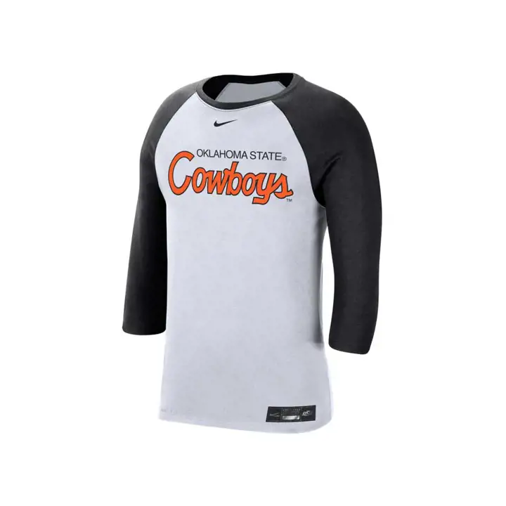T-shirt Raglan en Coton Drifit NCAA Oklahoma State Cowboys BLANC