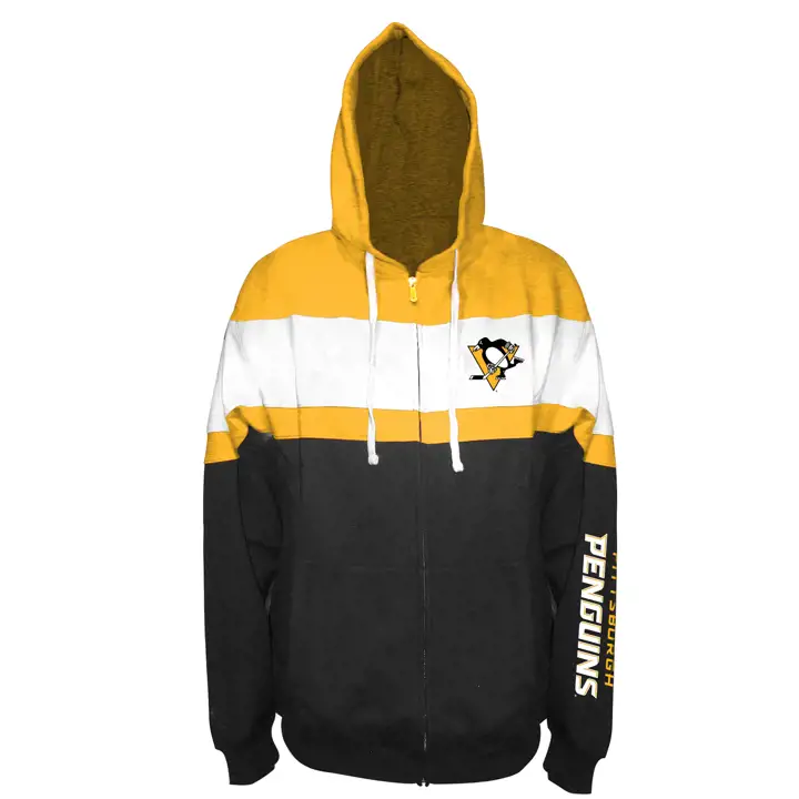 Pittsburgh Penguins NHL – Sweat à capuche en molleton Color Block noir