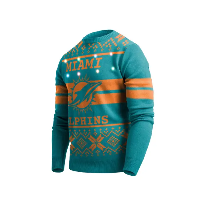 Miami Dolphins NFL Deux Bandes Gros Logo Pull Lumineux 19 a