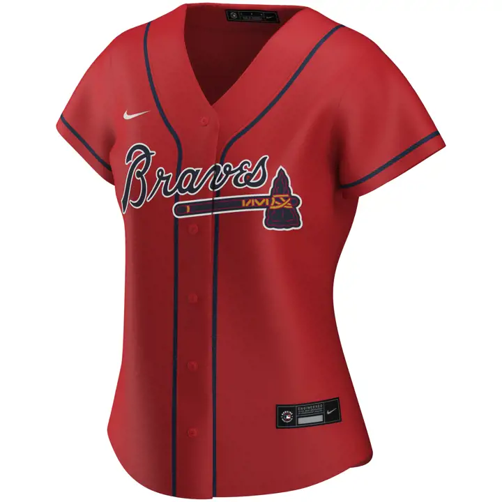 Maillot officiel réplique MLB Atlanta Braves pour femme – ROUGE ÉCARLATE