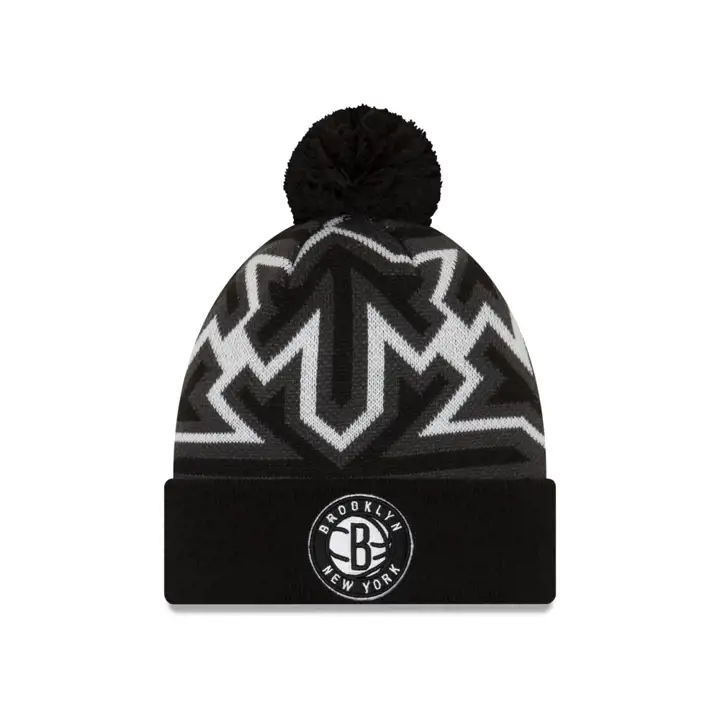 Brooklyn Nets NBA BIG FLAKE POM KNIT BLK