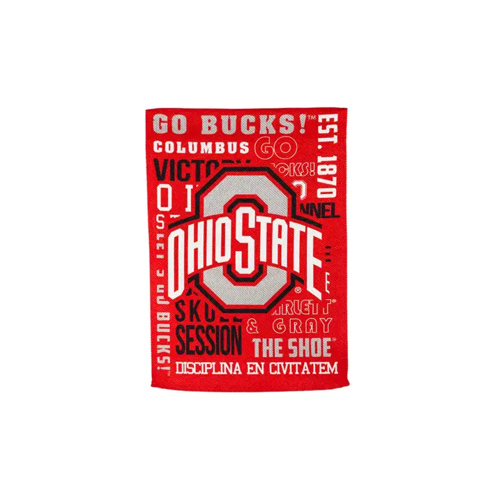 Drapeau de jardin des fans des Buckeyes de l'Ohio State rouge/blanc