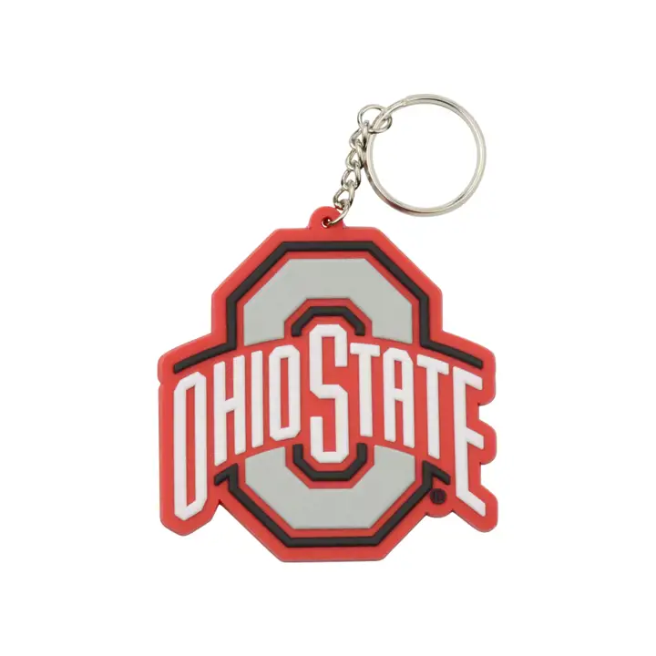 Porte-clés en caoutchouc Ohio State Buckeyes Brutus rouge/blanc