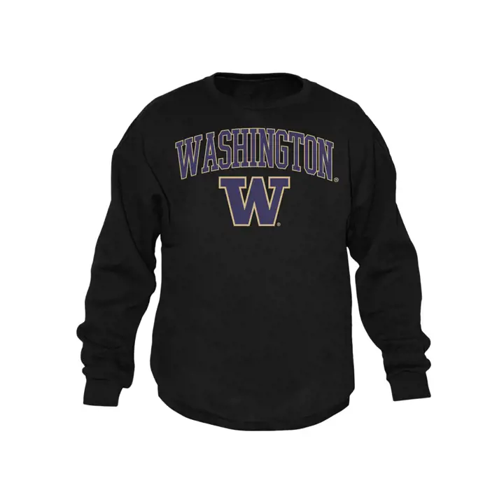 Washington Huskies NCAA Sweat-shirt col rond taille moyenne noir