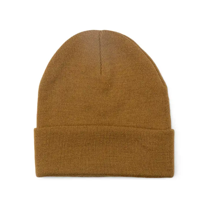 Bonnet en maille avec revers vierge marron