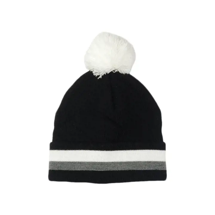 Bonnet Pompon HW Vierge NOI/BLA/GRIS-C