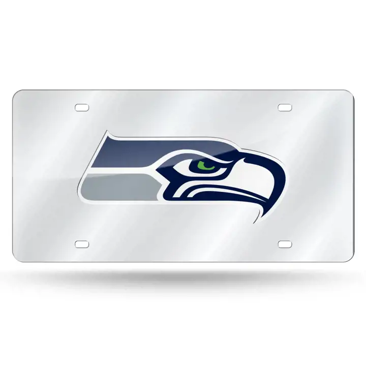 Plaque d'immatriculation miroir NFL des Seattle Seahawks avec découpe laser en acrylique AS