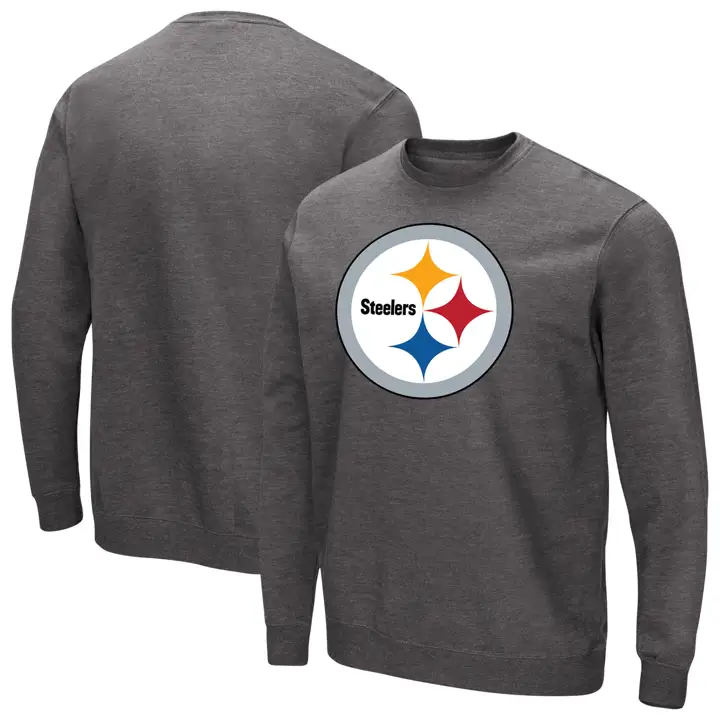T-shirt à col rond et manches longues molletonné avec écusson Pittsburgh Steelers