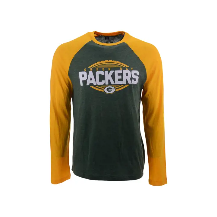 T-SHIRT RAS DU COU À MANCHES LONGUES VERT BAIE PACKERS - Doux Raglan AST
