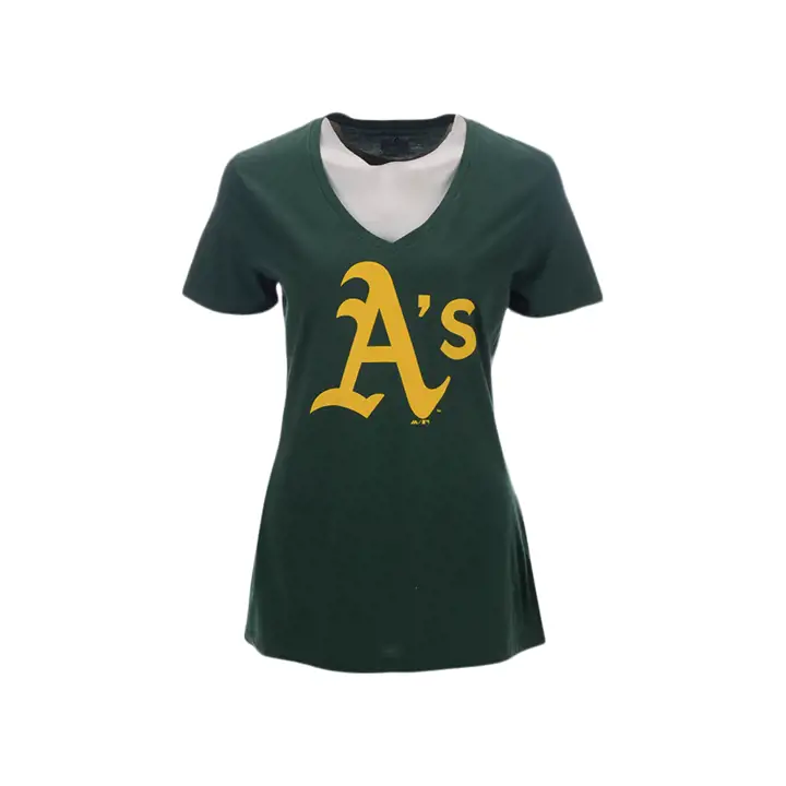 T-shirt en V OAKLAND ATHLETICS avec col en V et manches courtes – Logo officiel AST