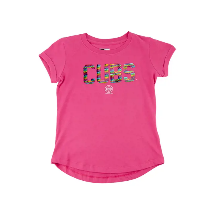 T-shirt réversible à sequins pour jeunes filles MLB Chicago Cubs 20 PNK