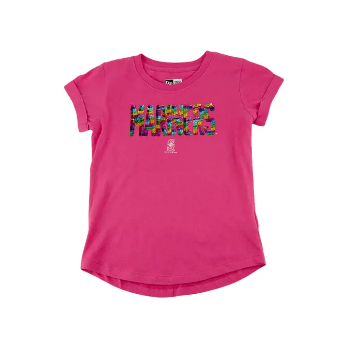 T-shirt à sequins réversibles pour jeunes filles MLB Seattle Mariners 20 PNK