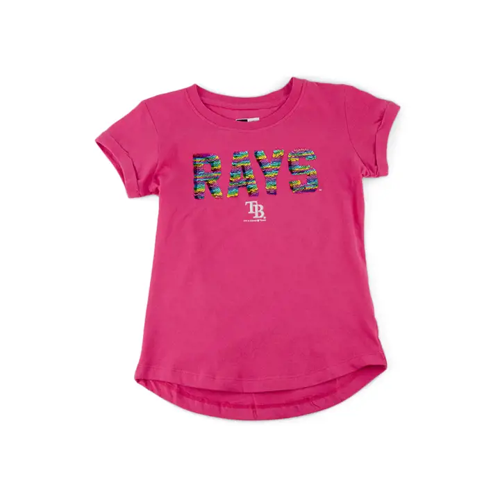 T-shirt à paillettes réversibles MLB Tampa Bay Rays pour jeune fille 20 PNK