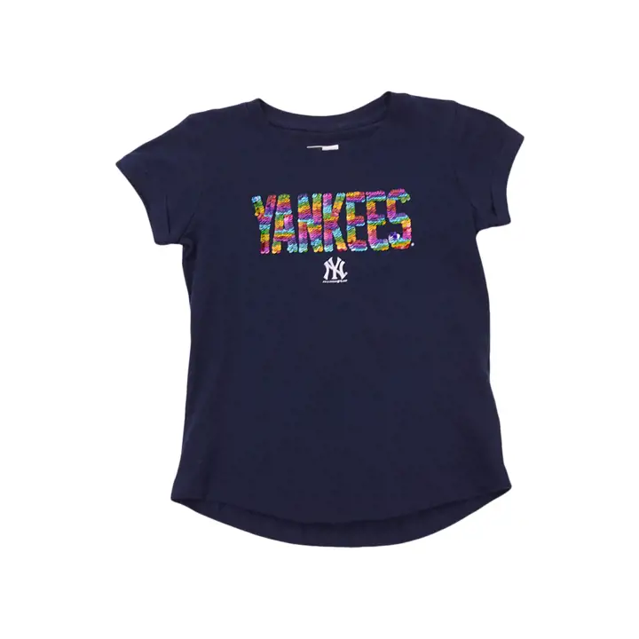 T-shirt à sequins réversibles New York Yankees MLB Youth Fille 20 NAVY