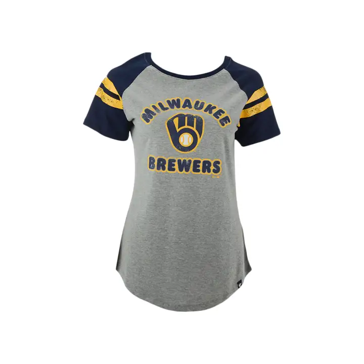 T-shirt Raglan Femme Milwaukee Brewers MLB Fly Out 20 GRIS/BLEU