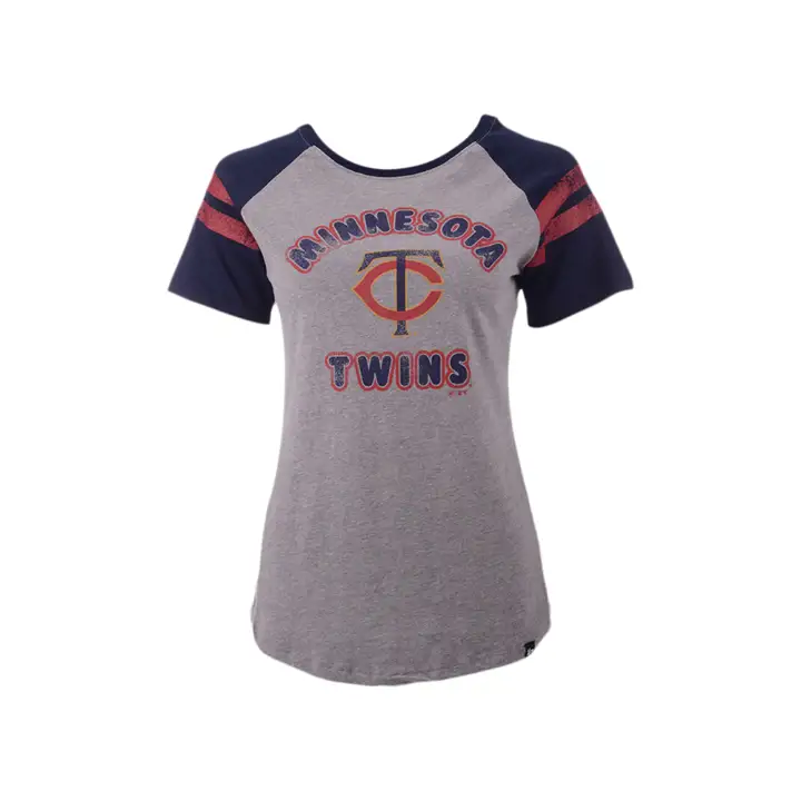 T-shirt Raglan Femme MLB Minnesota Twins Fly Out 20 GRIS/MARINE