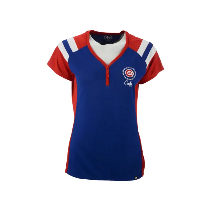 Haut à manches longues pour femme Chicago Cubs MLB Triple Play Henley 20 RBL/RED