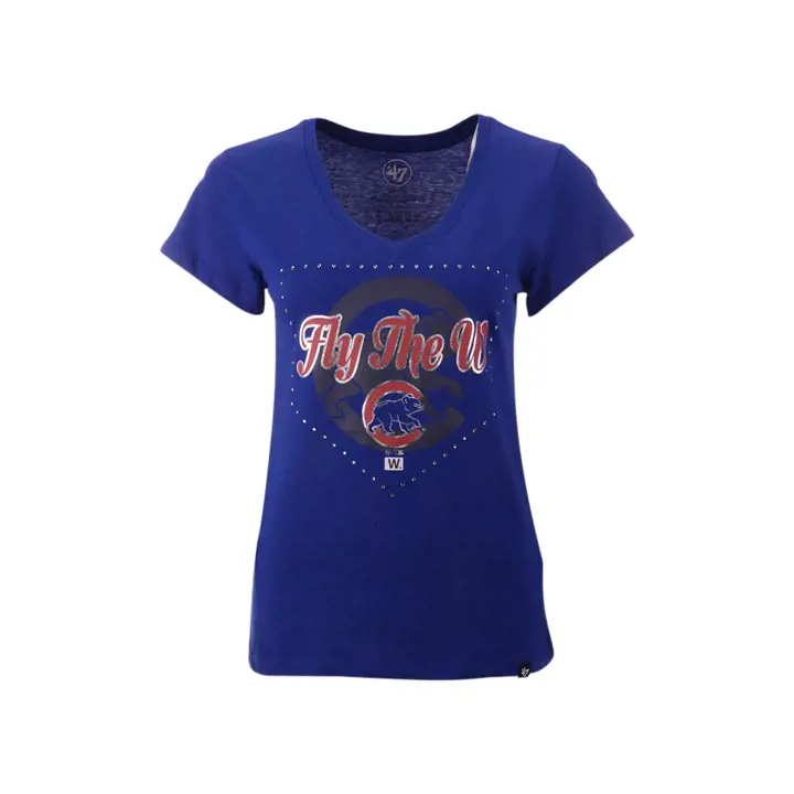 CHICAGO CUBS MLB T-shirt Femme Col V Ultra Rival Slogan Domicile 20