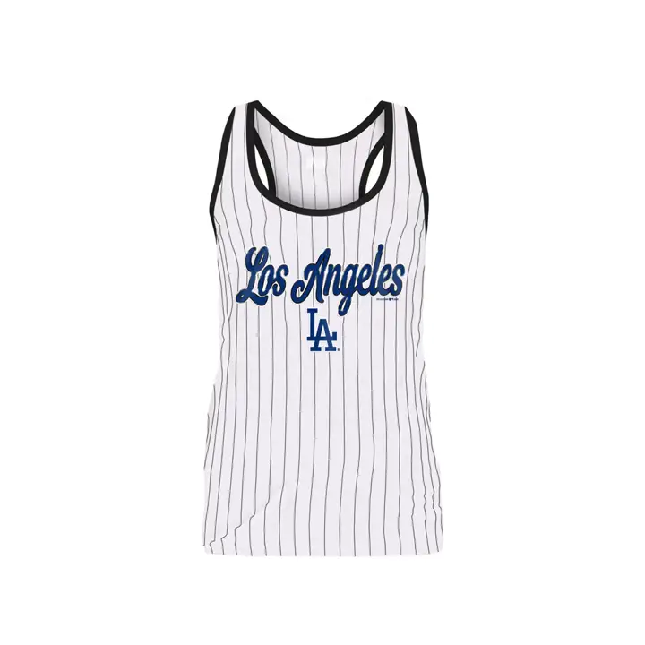 Débardeur rayé pour femme MLB Dodgers de Los Angeles 20 BLANC/NOIR