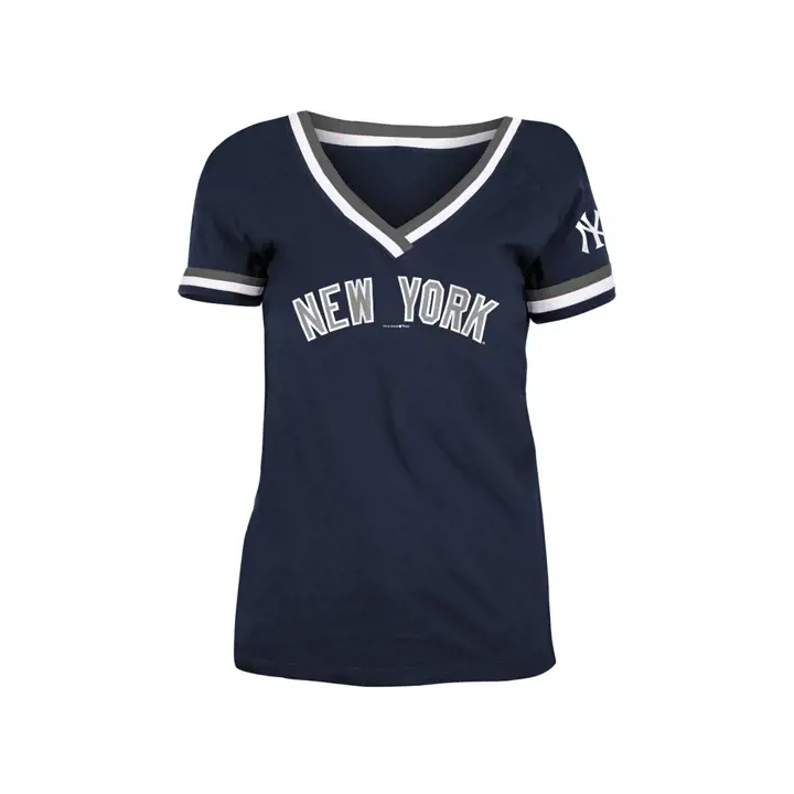 T-shirt Femme MLB New York Yankees avec Bords Contrastés 20 MARINE/BLANC