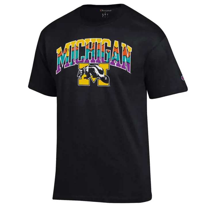 T-shirt Michigan Wolverines NCAA avec logo et arc Neon Vault noir