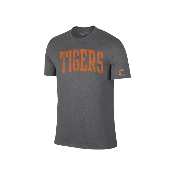 T-shirt surdimensionné Clemson Tigers NCAA Arch Dual Blend gris chiné