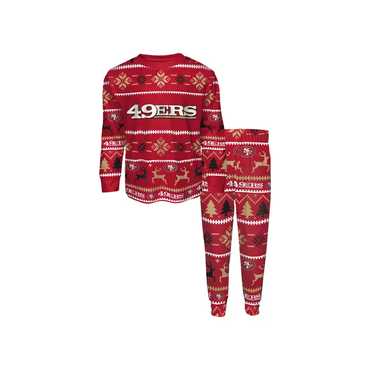 Ensemble de pyjama de Noël avec logo « Wordmark » pour jeune NFL San Francisco 49ers RÉ