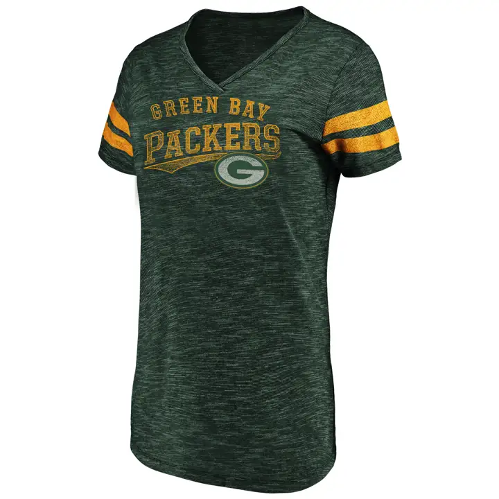 TEE COL EN V VERT GREEN BAY PACKERS CROISÉ Rayure AST