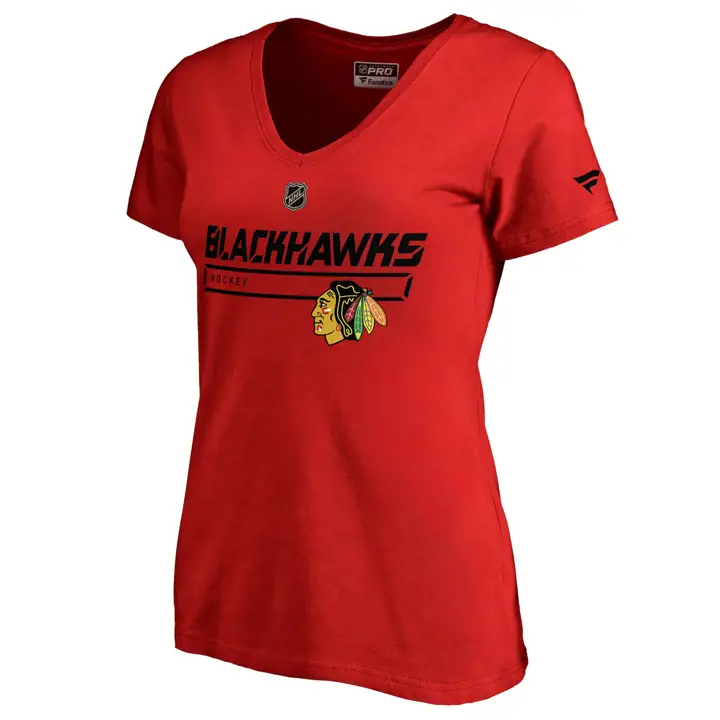 TEE COL EN V CHICACO BLACKHAWKS AVEC SS-Authentic Pro Prime AST
