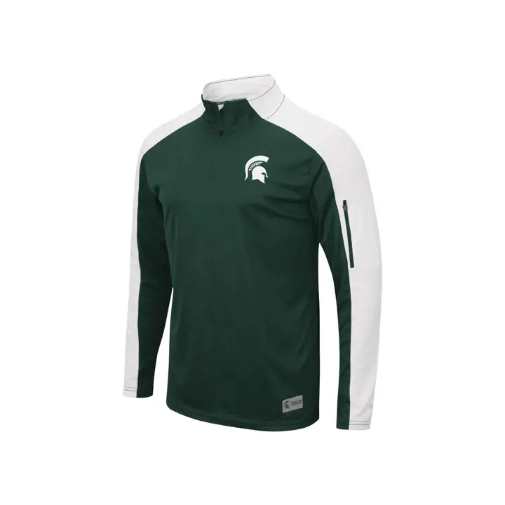 Michigan State Spartans NCAA Apu Promo 1/4 Zip Vert/Blanc 19