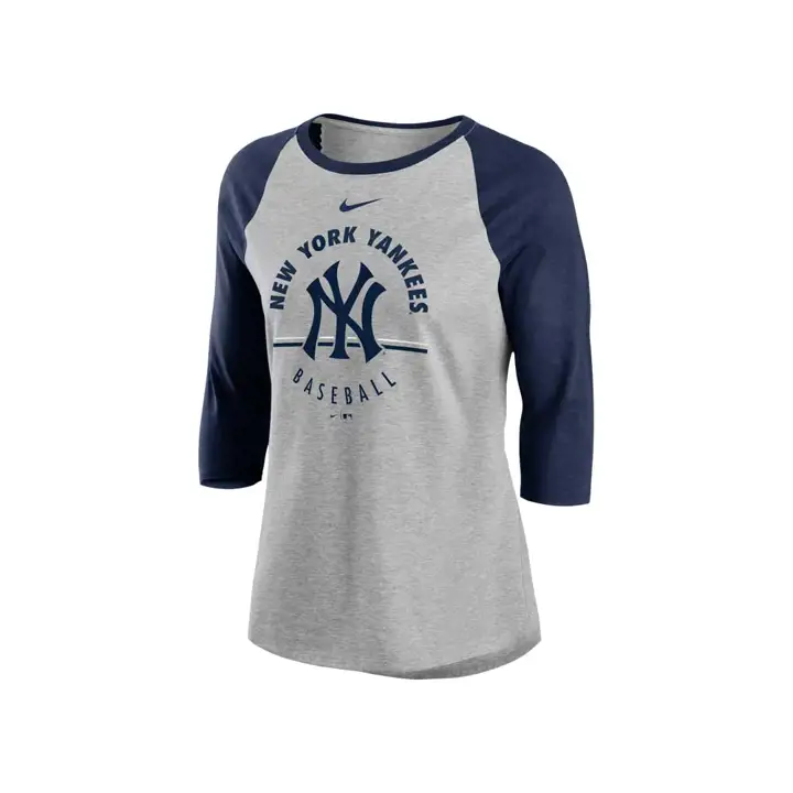 New York Yankees MLB T-shirt de baseball femme à manches 3/4 Raglan Encircled Tri-Blend 20 g