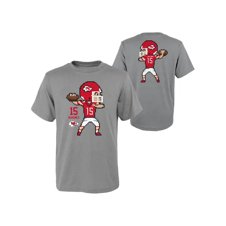 T-shirt CHIEFS NFL Enfant Pixel Player Patrick Mahomes GRIS