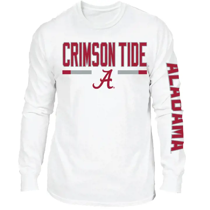 T-shirt à manches longues à rayures NCAA Alabama Crimson Tide 20 blanc