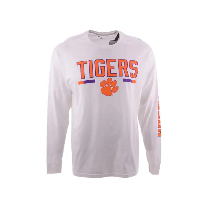 T-shirt à manches longues Clemson Tigers NCAA Team Stripe 20 blanc