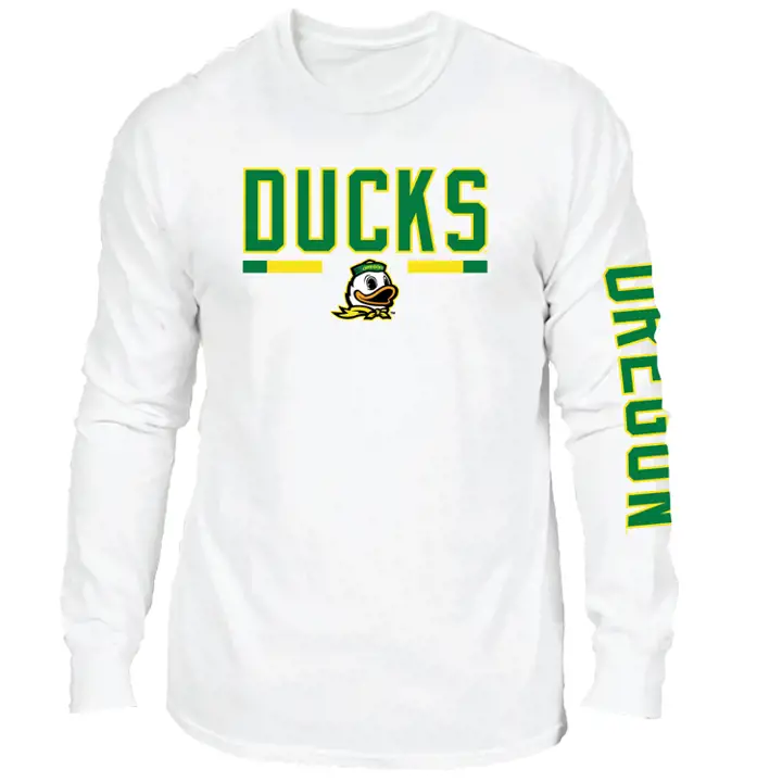 T-shirt à manches longues rayé Oregon Ducks NCAA 20 blanc