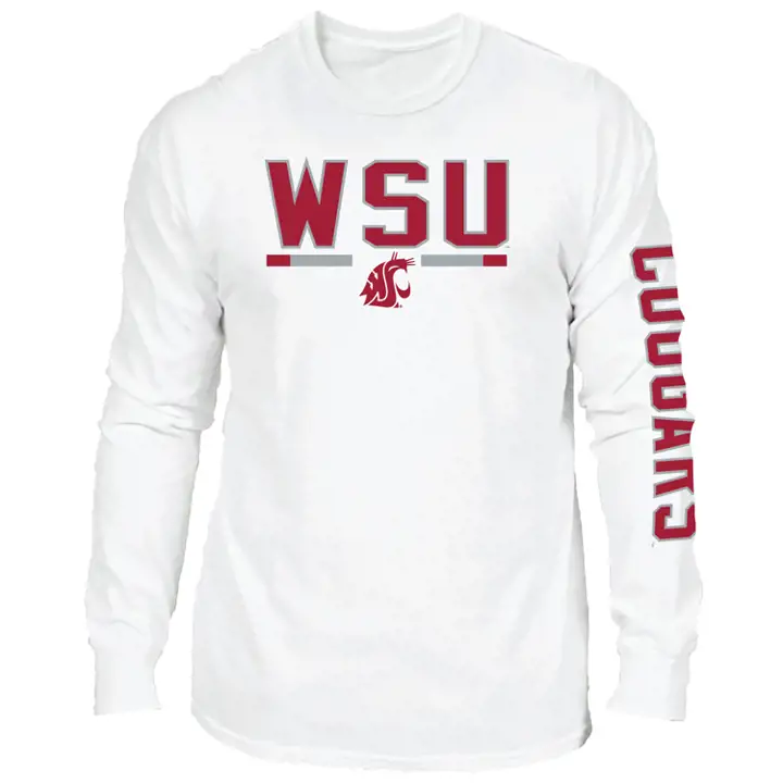T-shirt à manches longues rayé NCAA Washington State Cougars 20 blc
