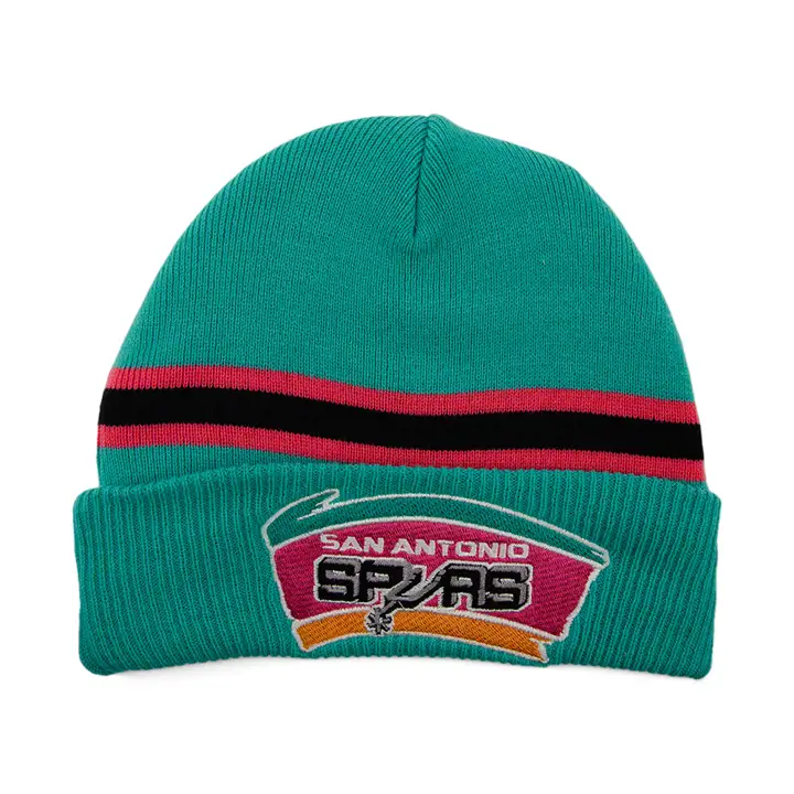 BONNET EN TRICOT RÉTRO RAYÉ HWC DES SAN ANTONIO SPURS BLEU PETROLE