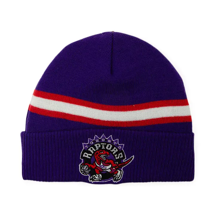TORONTO RAPTORS HWC BONNET TRICOTÉ RÉTRO À RAYURES PUR