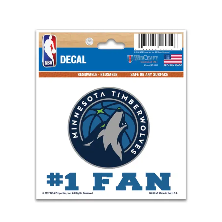Autocollant découpé MINNESOTA TIMBERWOLVES 4x4 ast