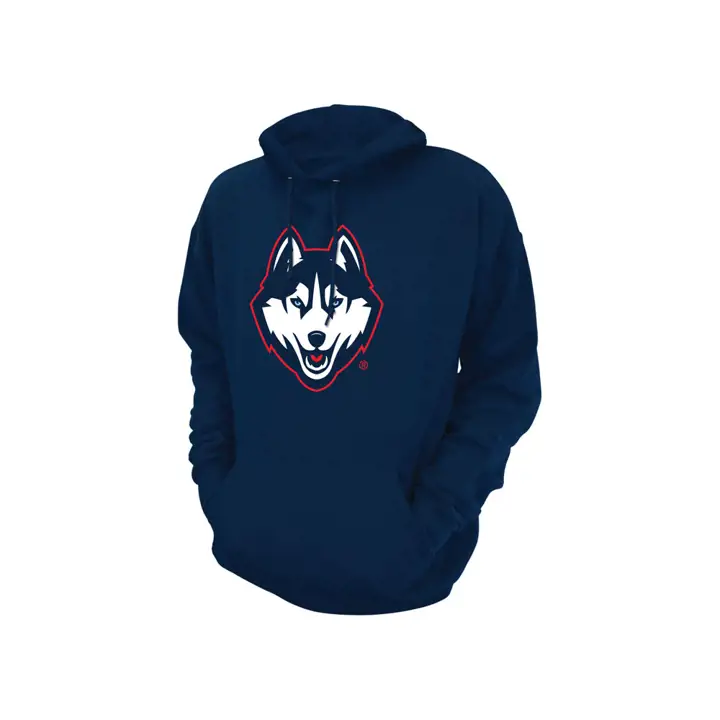 UCONN NCAA Sweat à capuche sérigraphié grand logo bleu marine