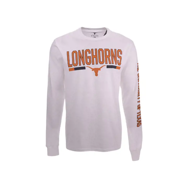 T-shirt manches longues à rayures Texas Longhorns NCAA 19 blanc