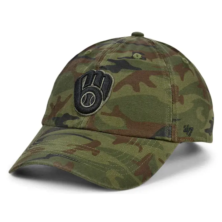 Casquette souple ajustable 47 Clean Up MLB Milwaukee Brewers Motif camouflage Woodland