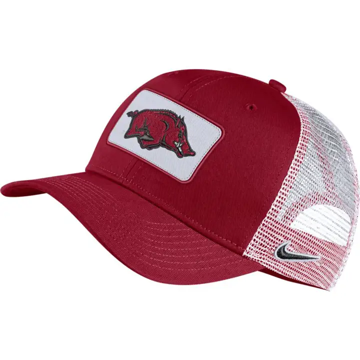 Casquette de camionneur Arkansas NCAA NK écusson cramoisi/blanc